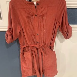 Burberry corduroy salmon pink dress.